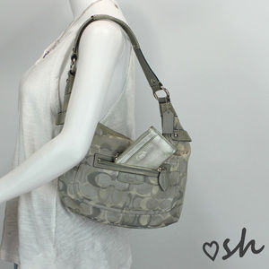 Coach Penelope Optic Signature Gray Shoulder Bag